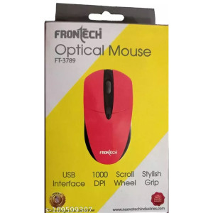 FRONTECH FT-3789 Wired USB Optical Mouse (Red & Black )